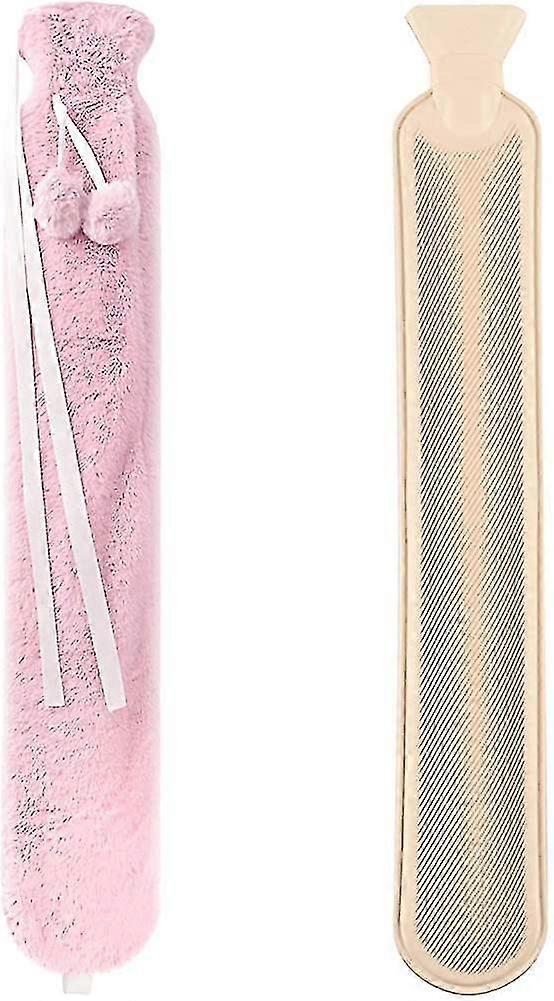 زجاجة ماء ساخن طويلة مع غطاء ناعم أفخم ، أحزمة طويلة محمولة لتثبيتها على الرقبة