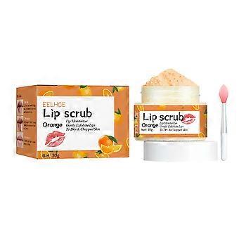 Lip scrub, Lip Scrub Exfoliator, Lip Exfoliator voor Donkere Lippen, Natuurlijke Sugar Lip Scrub met Lip Brush, Reparatie Droge Lippen, Gesprongen Lippen (Oranje)