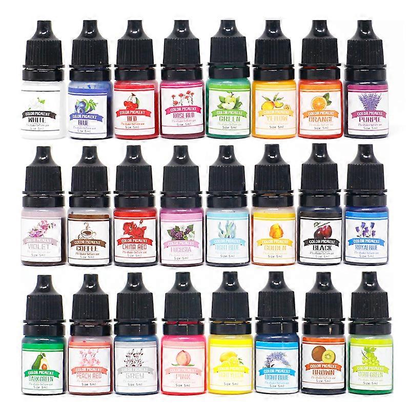 24 Color 5ml High Concentration Color Essence Crystal Drop Glue Resin Glue DIY Dyeing Ink Set Fg