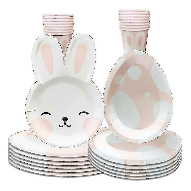 Paskalya Tema Partisi Tek Kullanımlık Sofra Takımı Yumurta Tavşan Şekilli Kağıt Tabak Bardaklar Mutlu Yıllar Partisi Dekor Çocuklar Kız Piknik Partisi