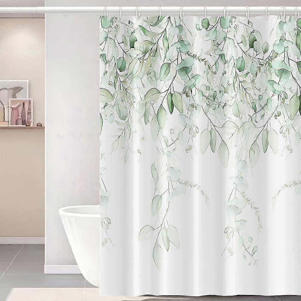 セージグリーンは女の子のバスルームのためのシャワーカーテンを葉のシャワーカーテン抽象的なライトグリーンハンギングユーカリルームパーティションバスタブの装飾柳の葉防水生地