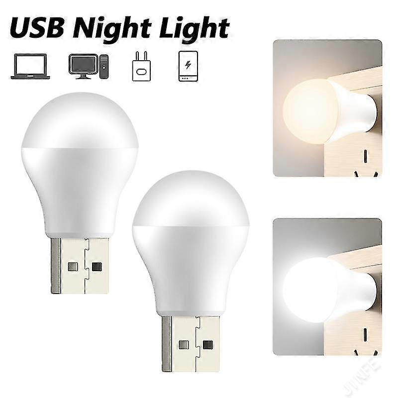 2pcs Usb Plug Lamp Computer Mobile Power Charging Usb Small Book Light Led Eye Protection Reading Light Usb Small Night Light Bulbs