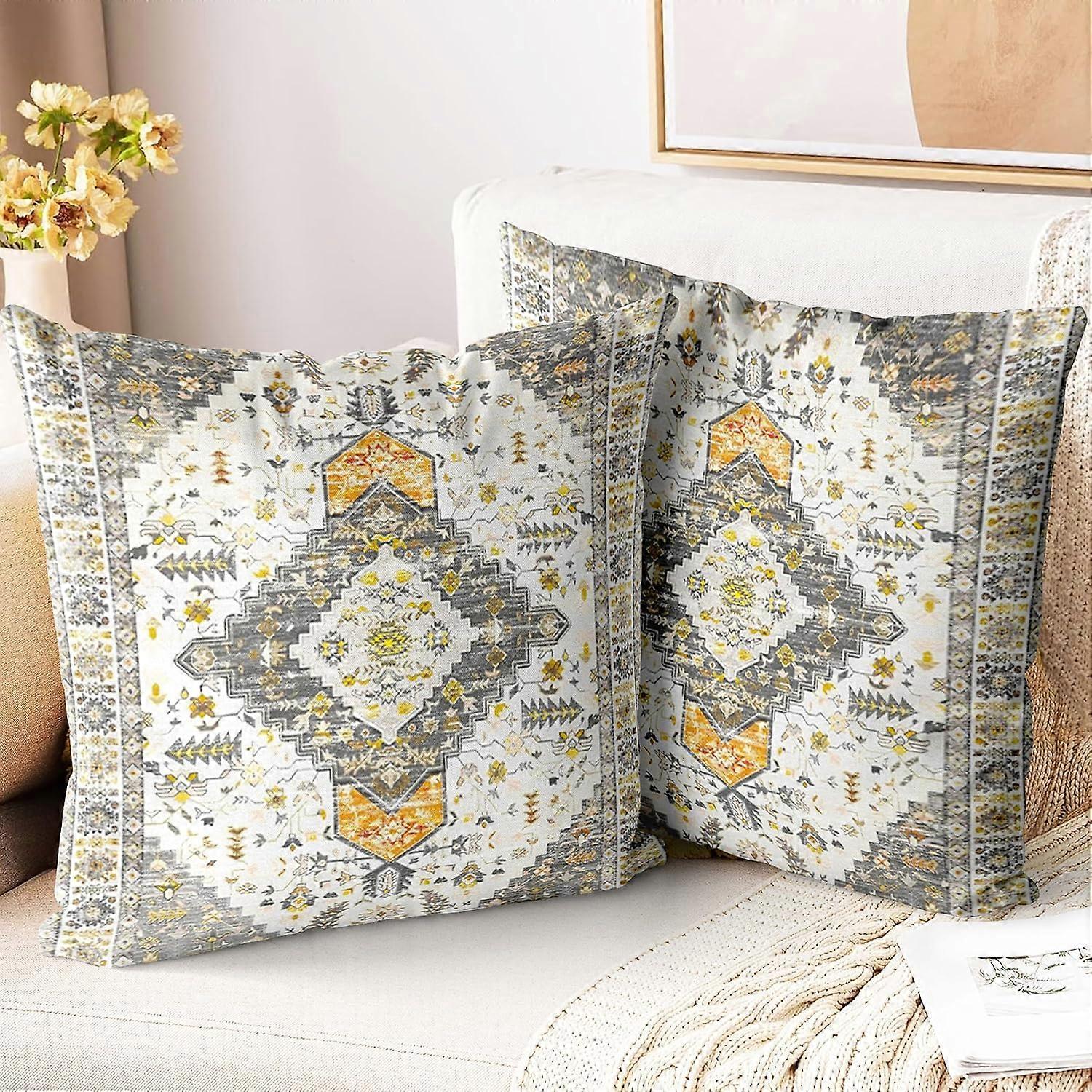 Boho Yastık Kılıfları 20x20 inç 2'li Set, Yumuşak Yastık Kılıfları Bohemia Halı Desenli Dekoratif Koltuk Oturma Odası Yatak Kare Yastık Kılıfı Yastık Kılıfı-
