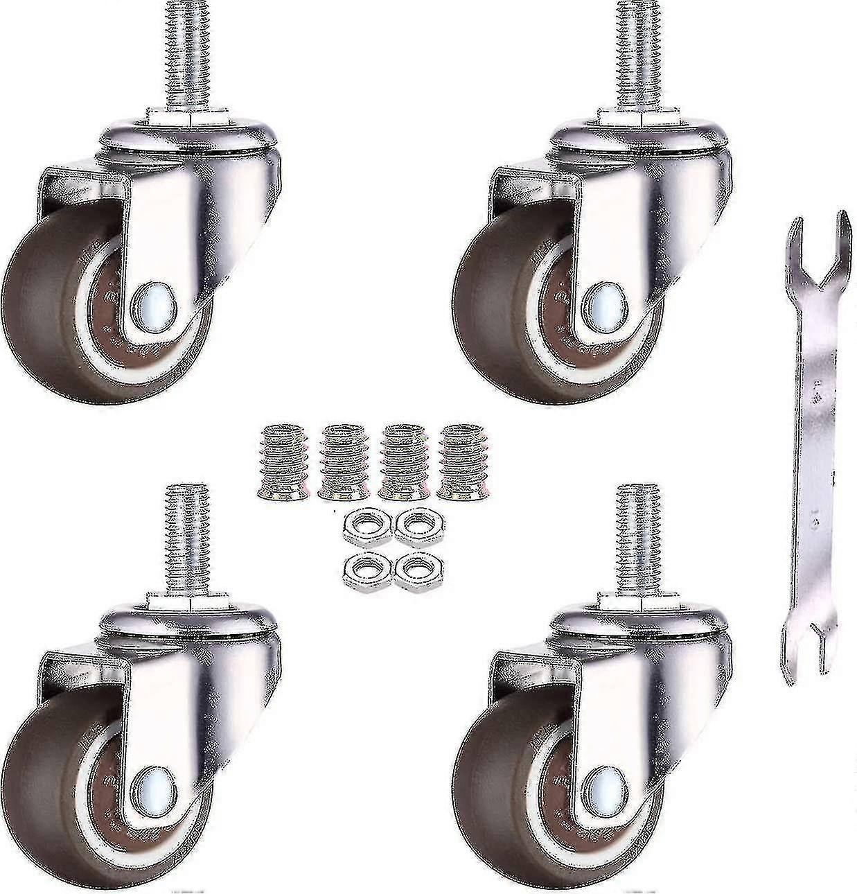 4 عبوات عجلات دوارة للأثاث - M6 × 15 مم مع خيط 25 مم - مطاط ناعم - خيط TPE - عجلات أثاث صغيرة (25 مم) [jkw]