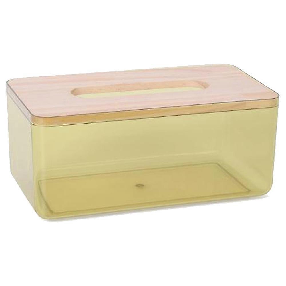 Modern Minimalist Clear Tissue Box Holder Rectangular Yellow L