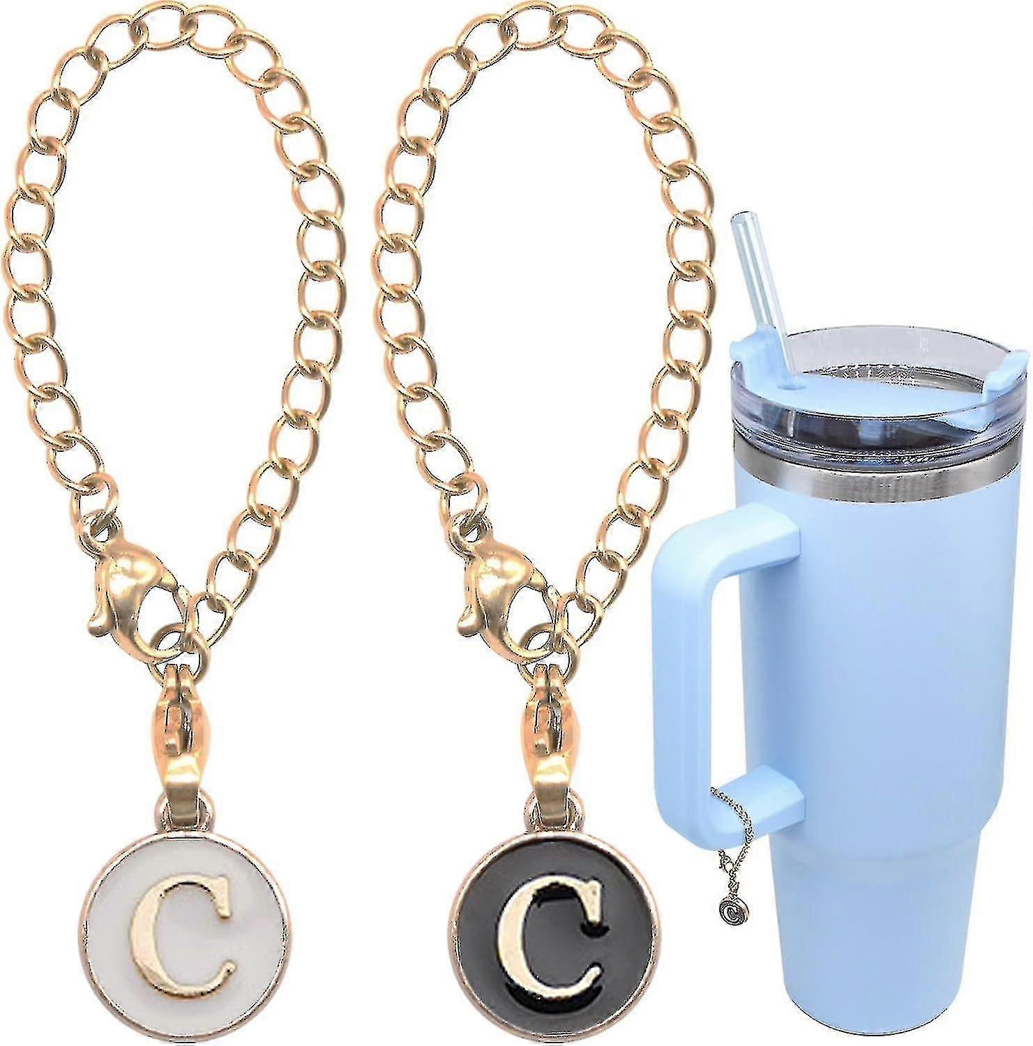 Letter Charm tarvikkeet Stanley Cupille, 2kpl Id Initial Letter Charm personoitu Stanley Tumbler Cup -tunnisteelle Kahvan kirjainkorut Ao1121