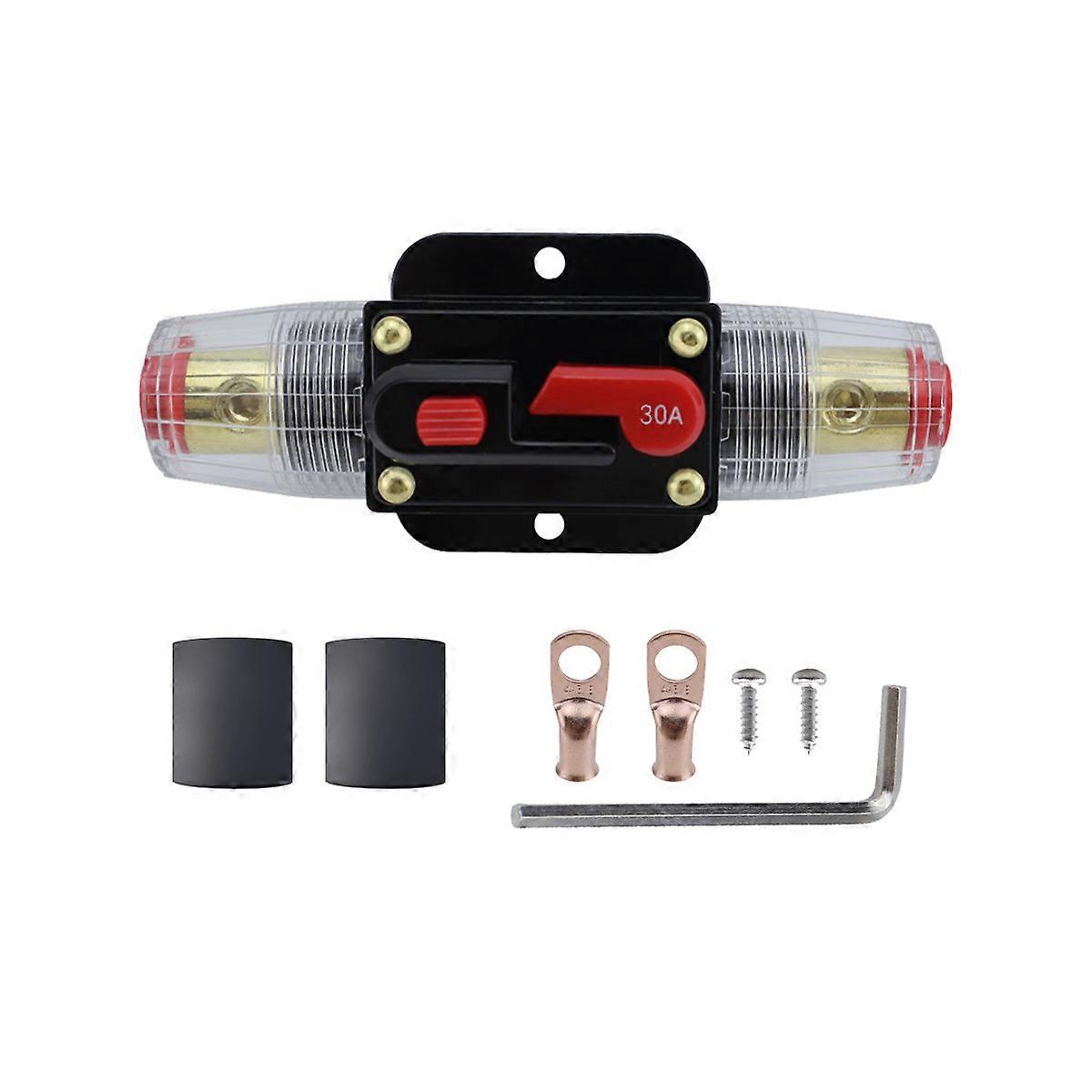 30A Circuit Breaker Switch 30 AMP Fuse Inline Holder 24V DC Manual Reset Button for Car Audio Sound Amplifier System RV Home Marine Boat Truck