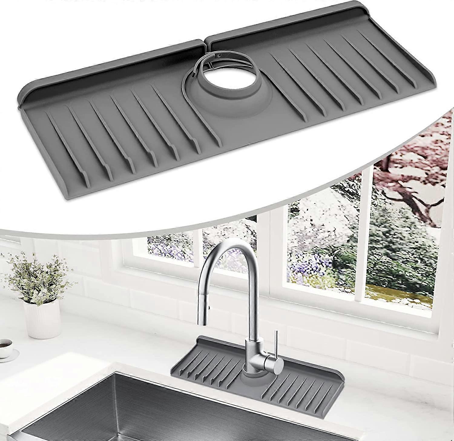 Protection Anti-éclaboussures Pour Robinet D'évier De Cuisine En Diatomite, 61 Cm, Plateau D De Sechage En Pierre Soignee Moderne Tapis Absorbant Pour Comptoir De Cuisine Gris Fonce 60 X 10 87341226