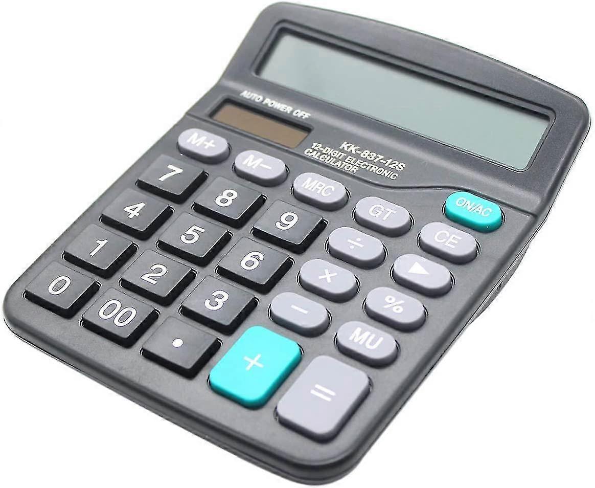 Desk Calculator, 12-digit Solar Battery Office Calculator With Large Lcd Display Big Sensitive Button, Dual Power Desktop Calculators