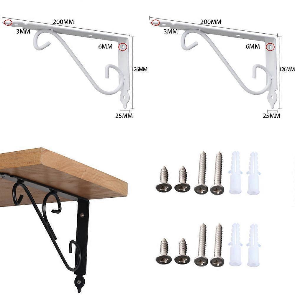 2-piece set (white, about 200*126*25mm) folding table stand Triangular Console, Split Shelf, Right Angle Iron Frame, Wall Support Frame, Laminate Fram