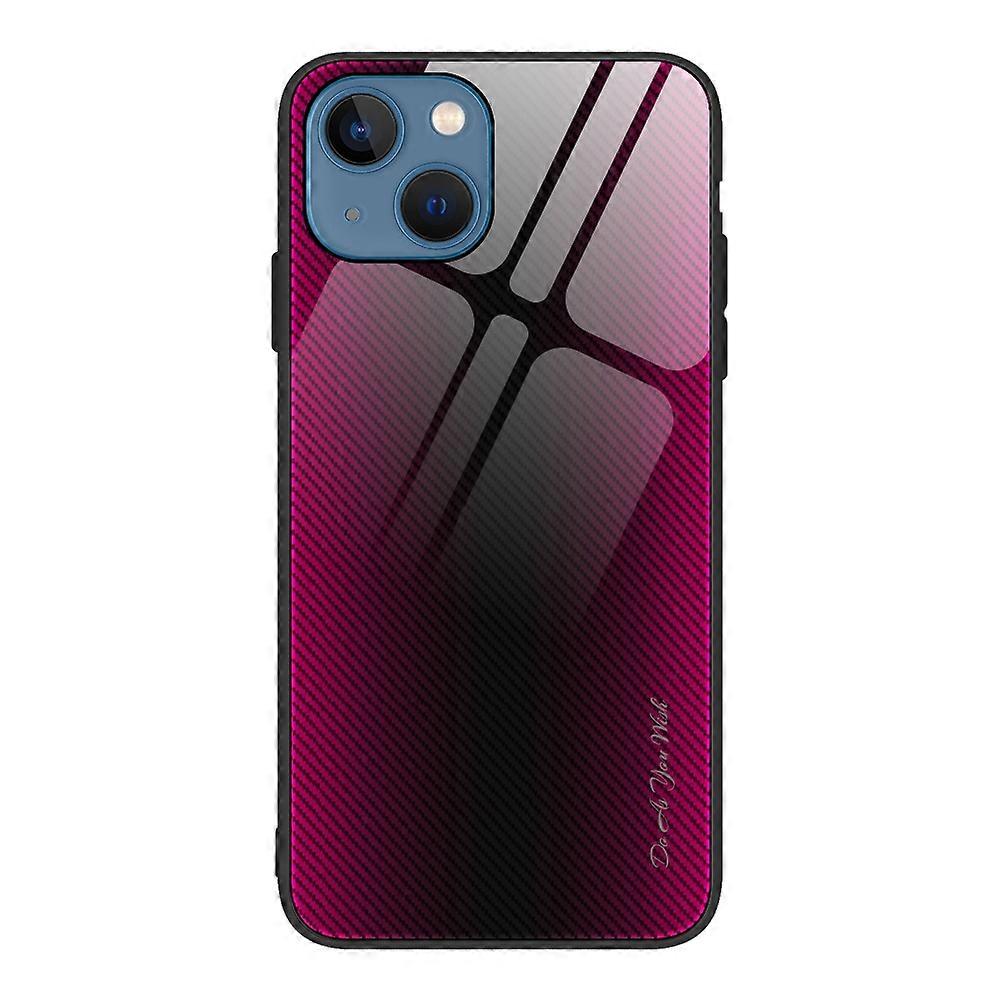 For iPhone 14 Plus Texture Gradient Glass TPU Phone Case