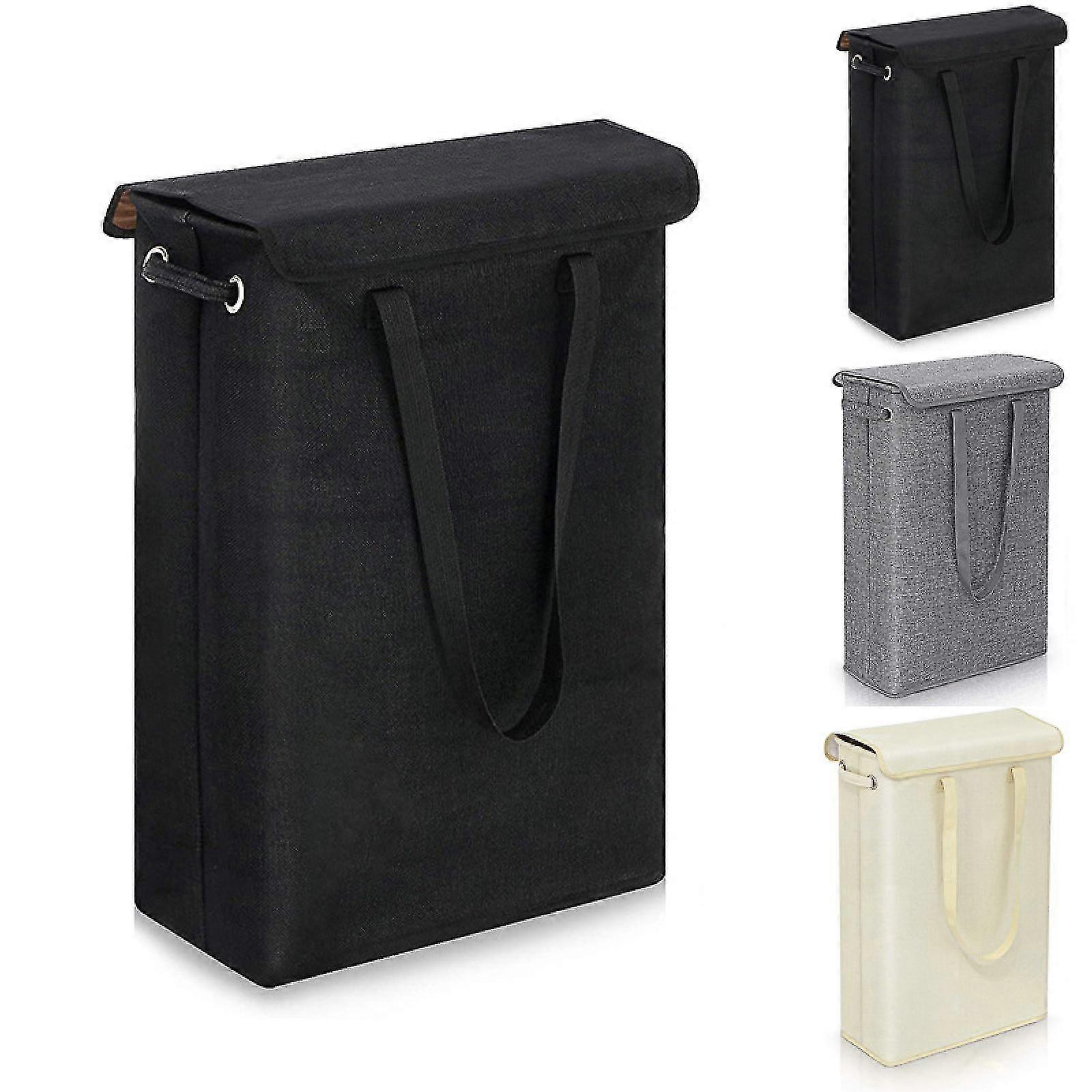 Slim Laundry Basket with Lid - Thin Hamper Breathable Collapsible Laundry Bags Big Storage Basket Bin for Clothes Washing -GSL