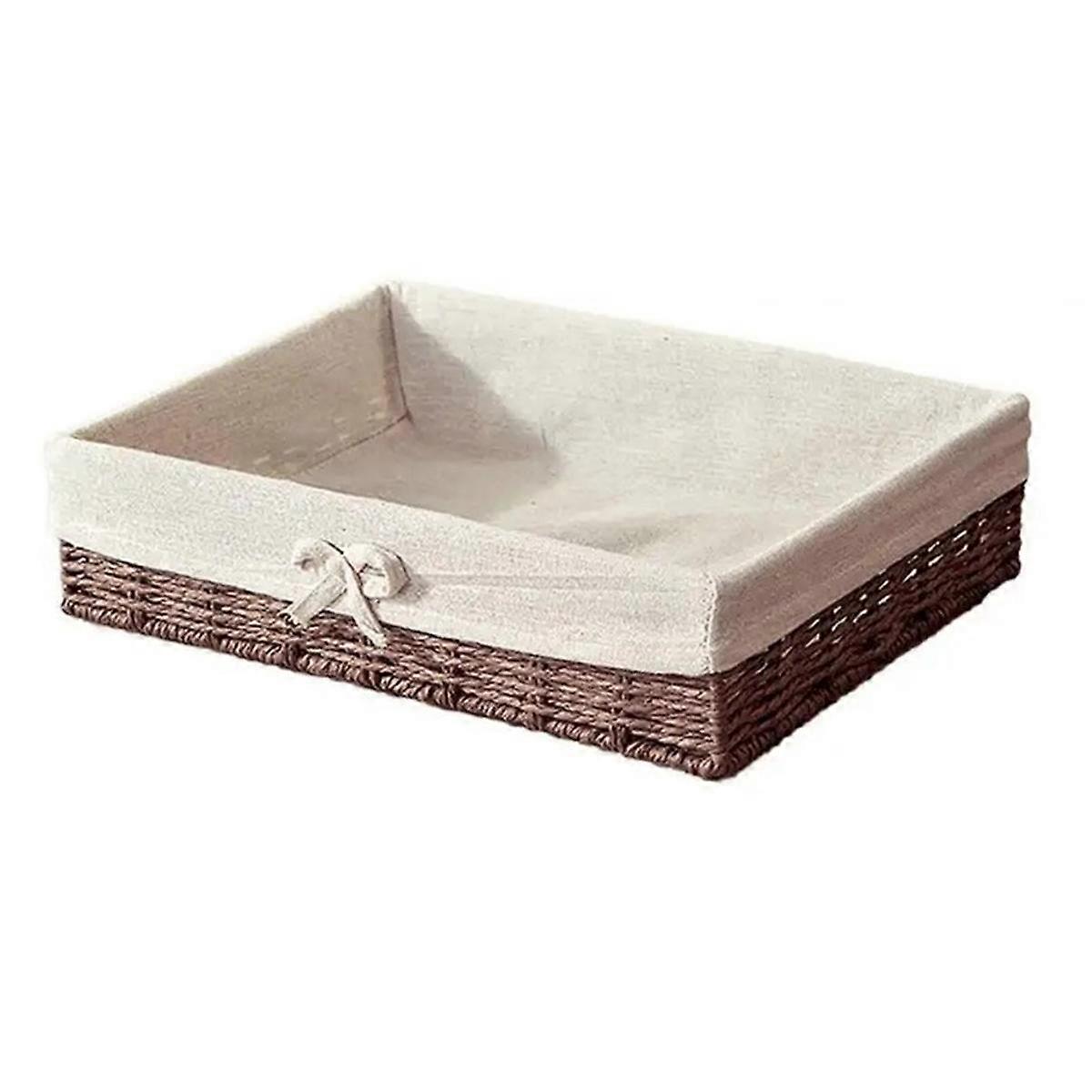 Woven Baskets Picnic Basket Storage Bread Plate Paper Rope Storage Basket for Pastries Lunch Appetizer Breakfast,A