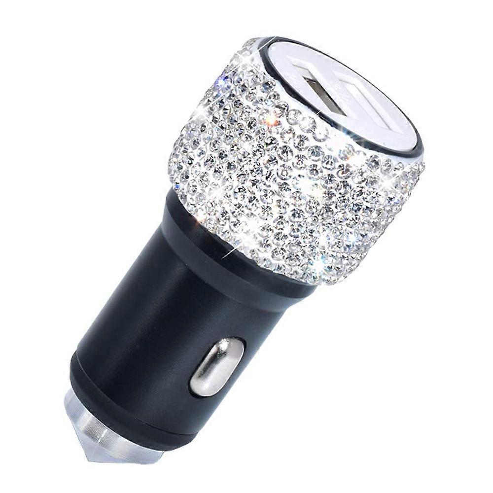 Fast Charging USB Car Charger with Handmade Crystal Decorations