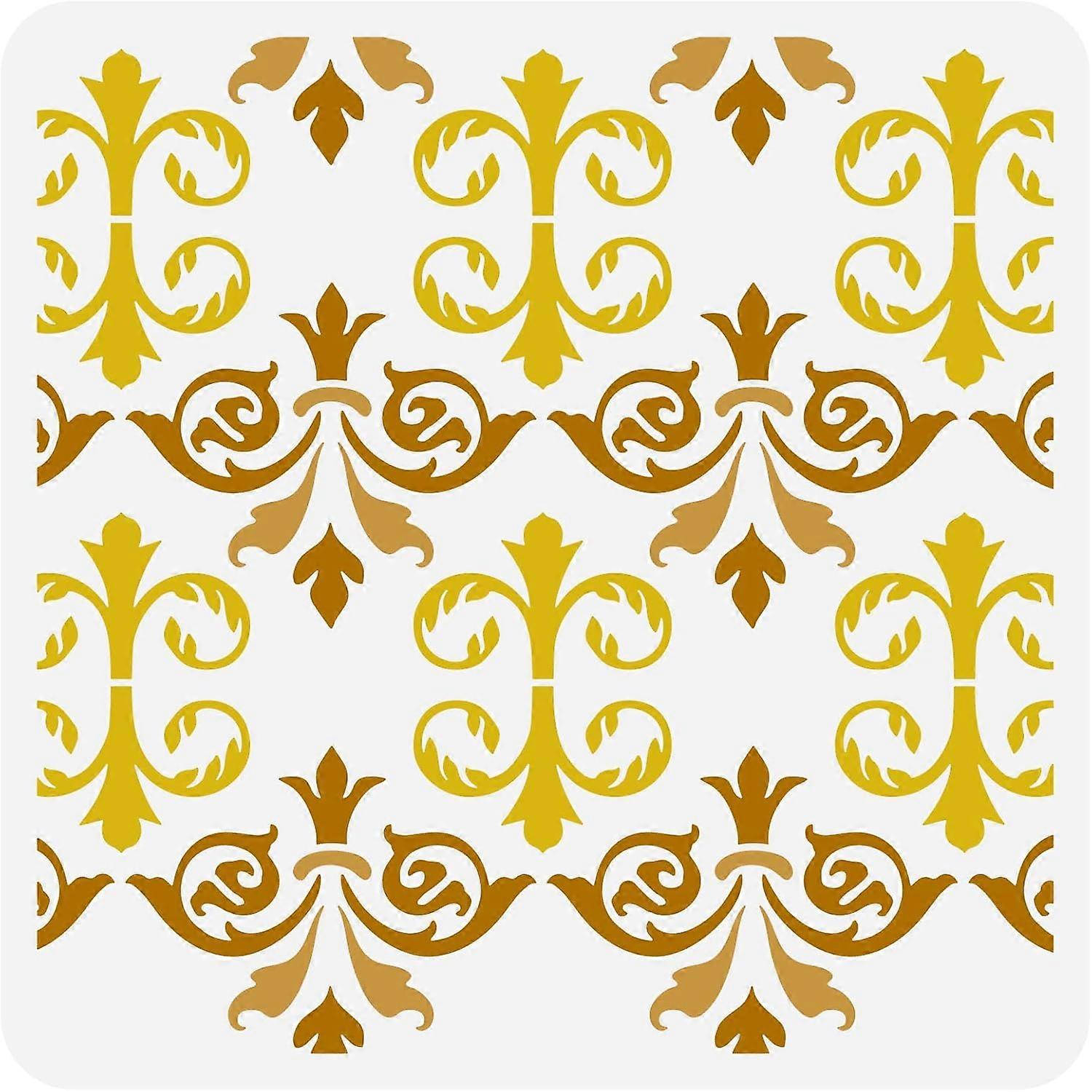 King Gregory Castle Wall Painting Stencil 11.8x11.8 inch Fence Stencils Plastic Retro Patterned Railing Patterns Stencil Reusable DIY Art and Craft St