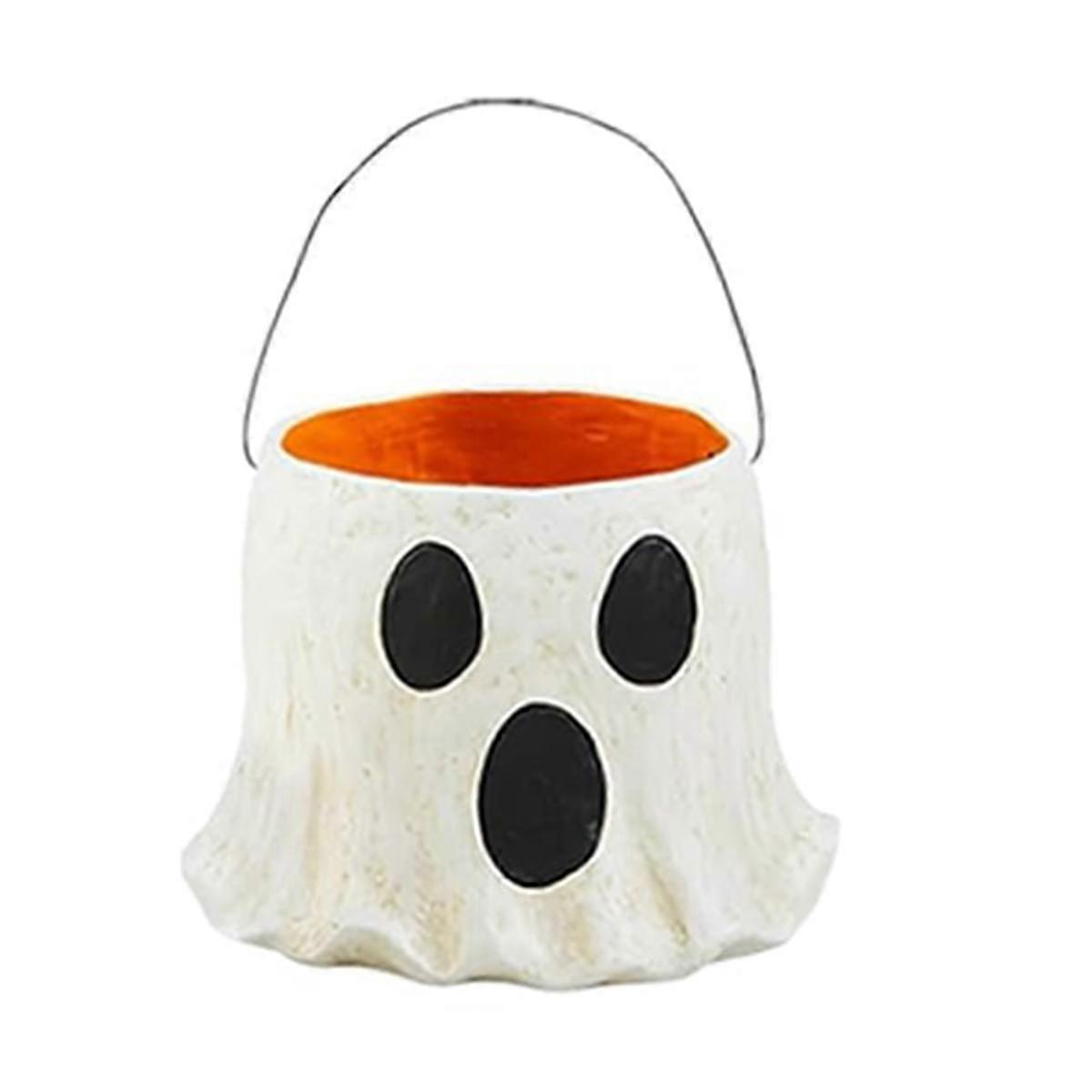 Ghost Bucket Decor, Ghost Planter Pot, Ghost Bucket Vase, Halloween Ghost Bucket, Handmade Halloween Treat Buckets 15cm