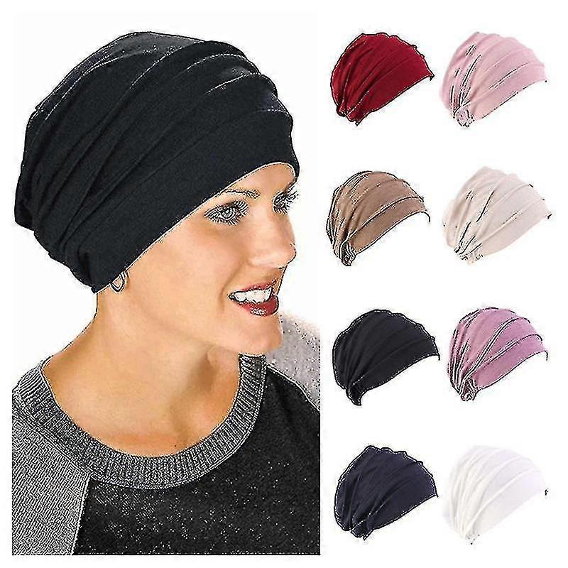 Femmes Coton Elastic Beanie Soft Turban Bonnet Head Wrap Hedging Louver Chemo Hat-yky