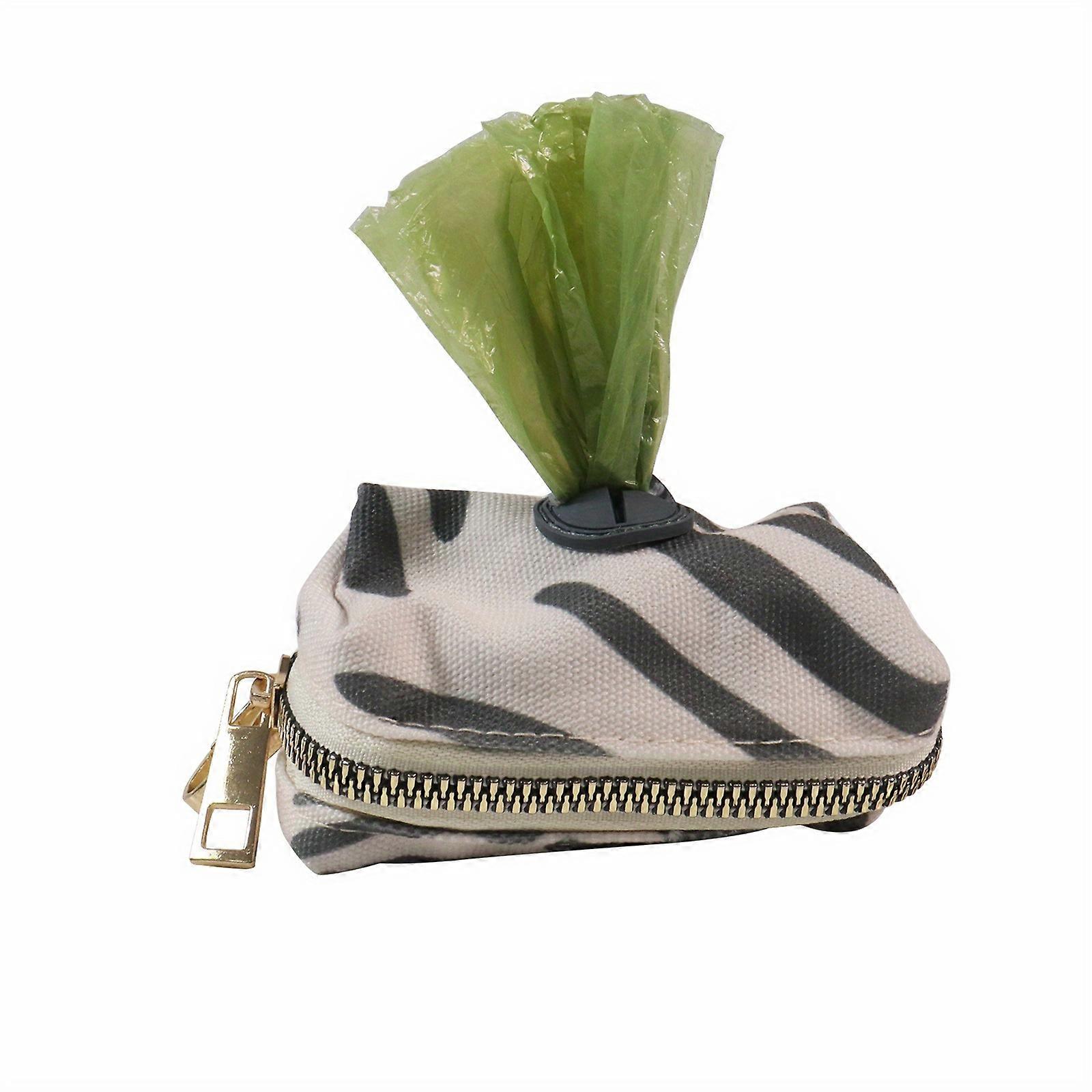 Portable Dog Poop Bag Holder For Leash Dog Waste Bag Dispenser With Zipper Soft Fabric Puppy Potty Bag Carrier For Walking Traveling