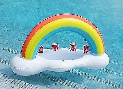 rainbow cloud inflatable pool bar floating bar drink fruit salad