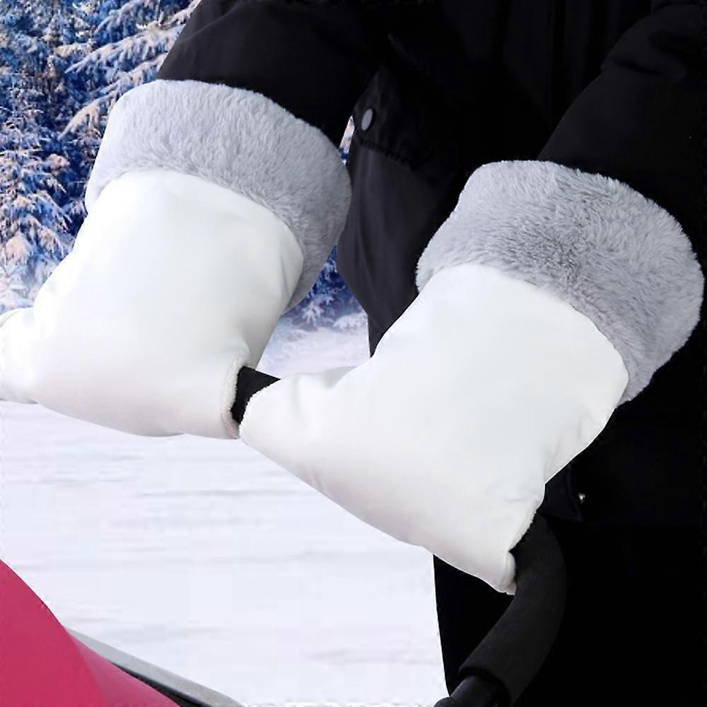 White Stroller Gloves, Soft Warm Windproof and Waterproof Glove, for Strollers Warm Winter Antifreeze Protect Hands Gloves, for Most Strollers Pram