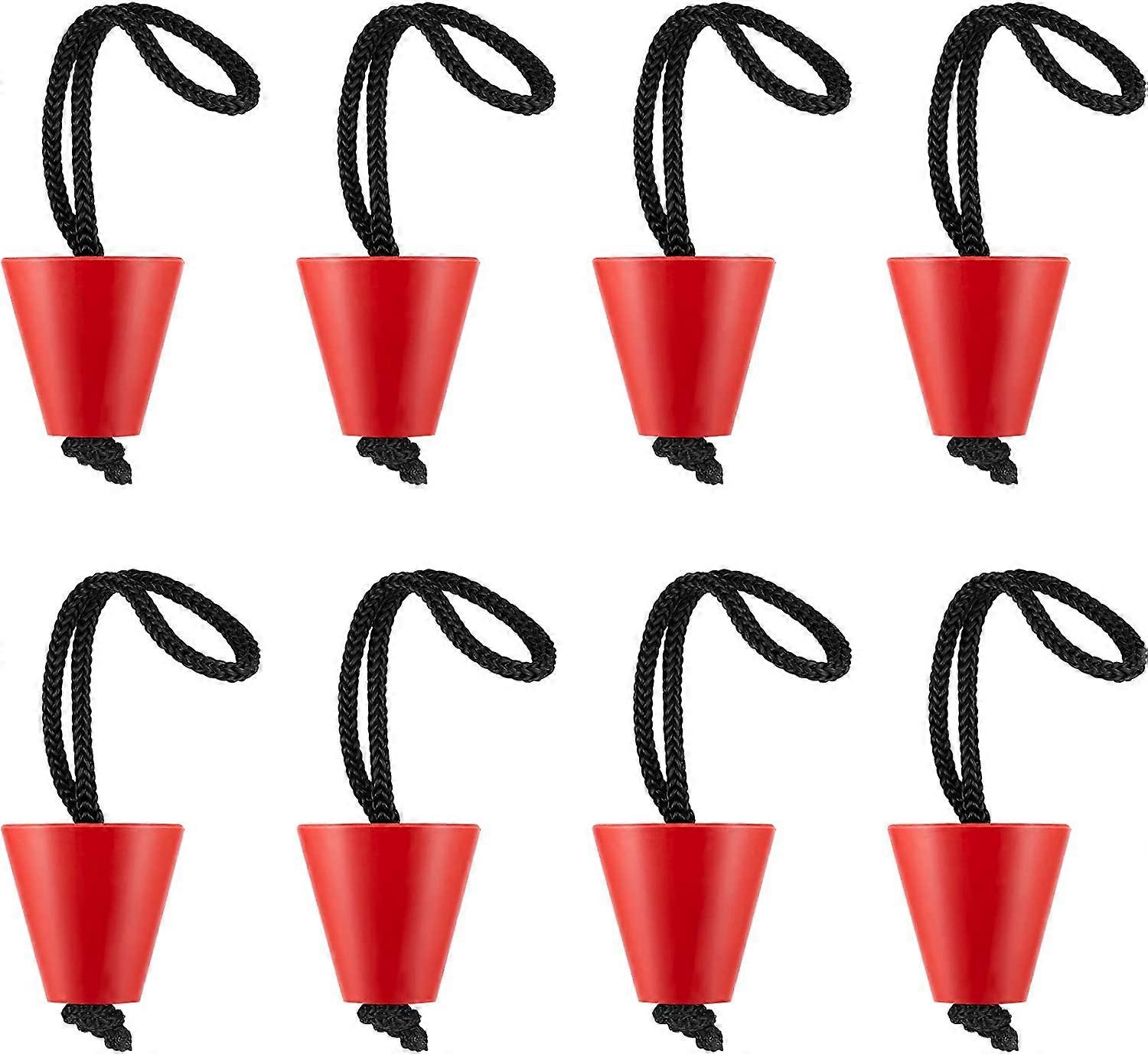 8 κομμάτια καγιάκ scupper βούλωμα σιλικόνης scupper βούλωμα τρύπες αποστράγγισης Bung με το κορδόνι (κόκκινο)