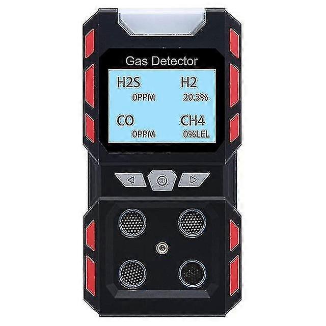 Portable 4 Gas Detector, Sound Light Vibration Rechargeable Lcd Screen