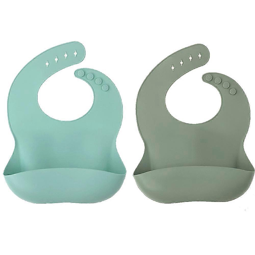 2pcs Silicone bib waterproof, silicone saliva towel