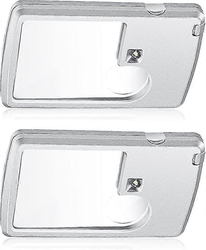Lupa de Bolso com Luz 2 Peças de 3 X e 6 X Lupa Cartão de Crédito Lupas com Luz Pequenas Mini Lupas para Leitura