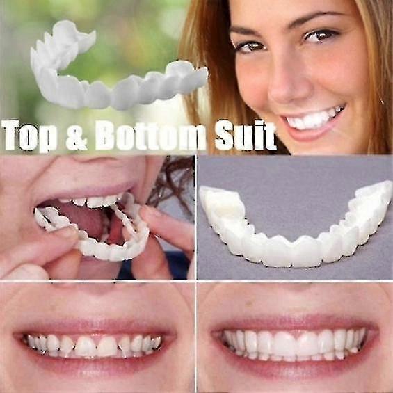 A Pair Upper & Lower High Quality Denture Instant Smile Comfort Fit Flex Cosmetic Teeth Denture Teeth Top Cosmetic Veneer
