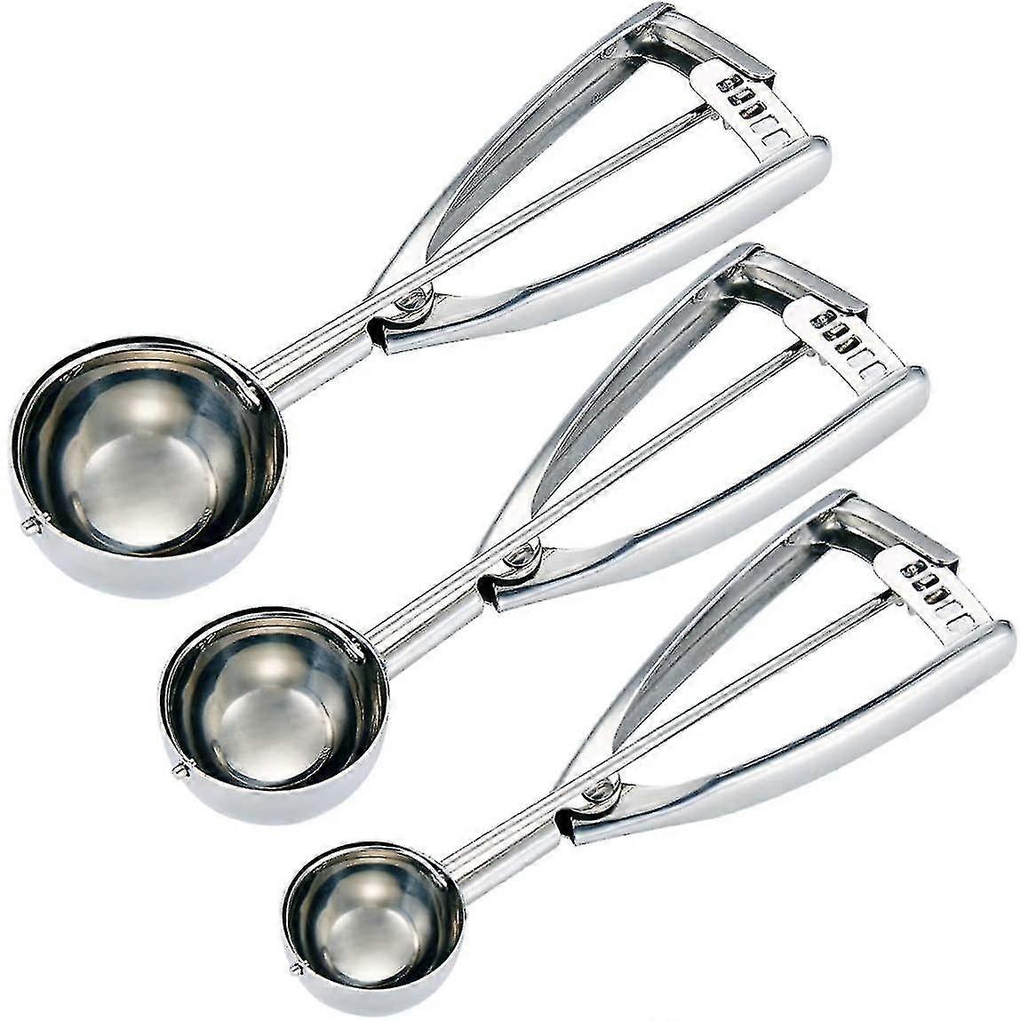 Cookie Ice Cream Scoop Set - Small/1 Tablespoon, Medium/2 Tablespoon, Large/3