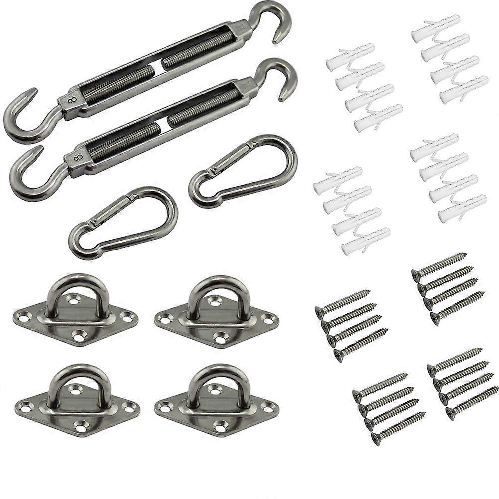 Dww Shade Sail Hardware Kit - 6-inch 304 Stainless Steel Sunshade Installation Kit - for Installing Rectangular and Triangular Shade Sails for Patios 