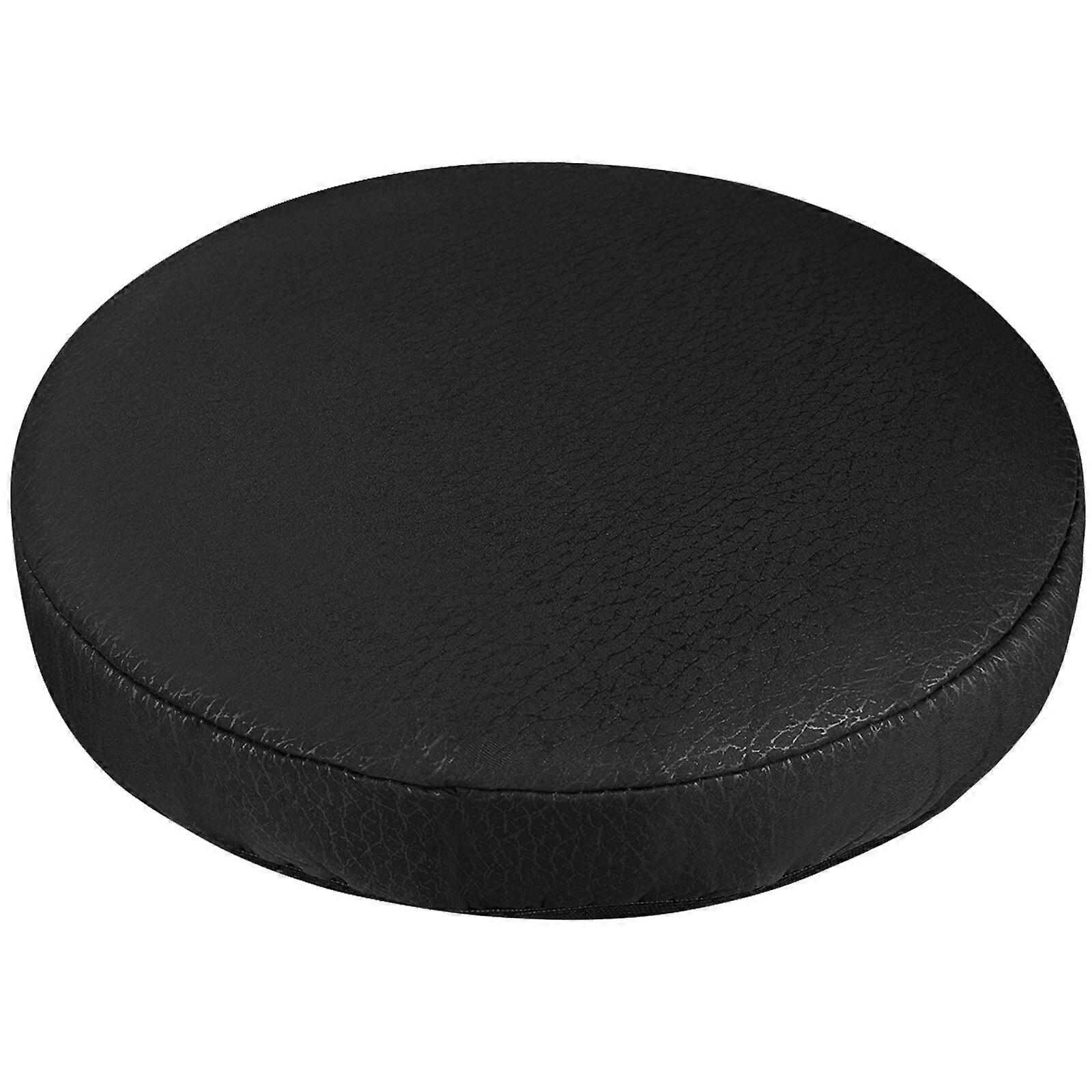 Tjock elastisk barstol sittdynfodral Praktiskt pallöverdrag runt stolskydd för hembutik - svart (diameter 35cm)