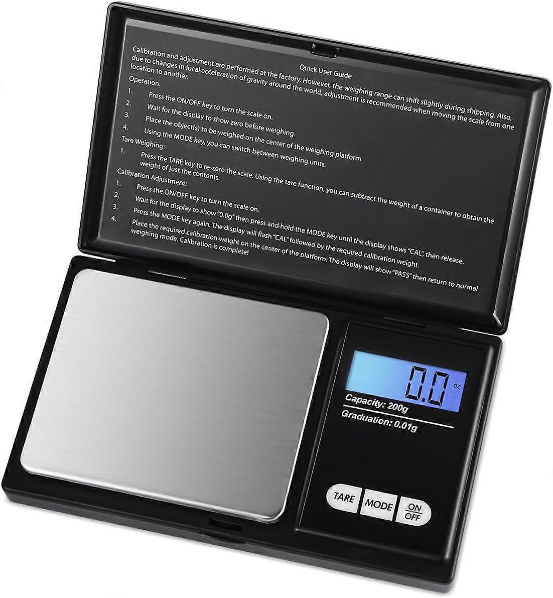 Precision Scale 200g/0.01g Small High Precision Scale with Backlit LCD Display with Tare Function (Black)
