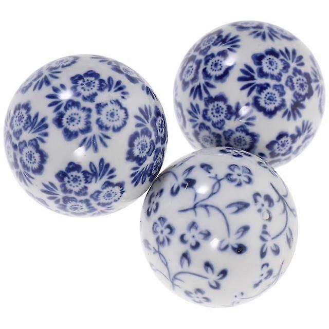 3Pcs Ceramic Orb Small Spheres Outdoor Dining Table Set Coffee Filters Blue White Porcelain Ball Bowl Filler Floating decorationIn-
