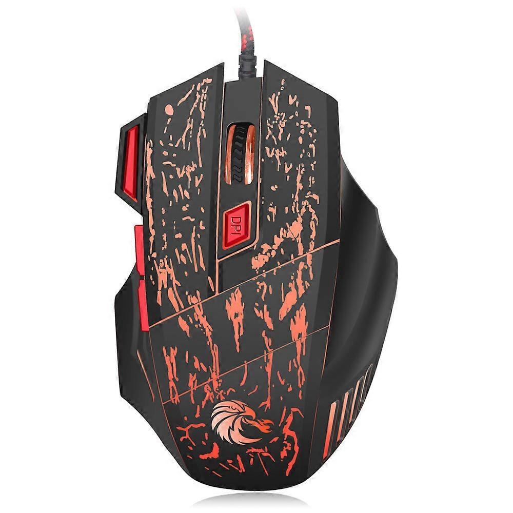 RGB backlit USB optical computer mouse, 5-level DPI adjustable, wired gaming mouse with 7 programmable buttons, ergonomic notebook mouse for gamers