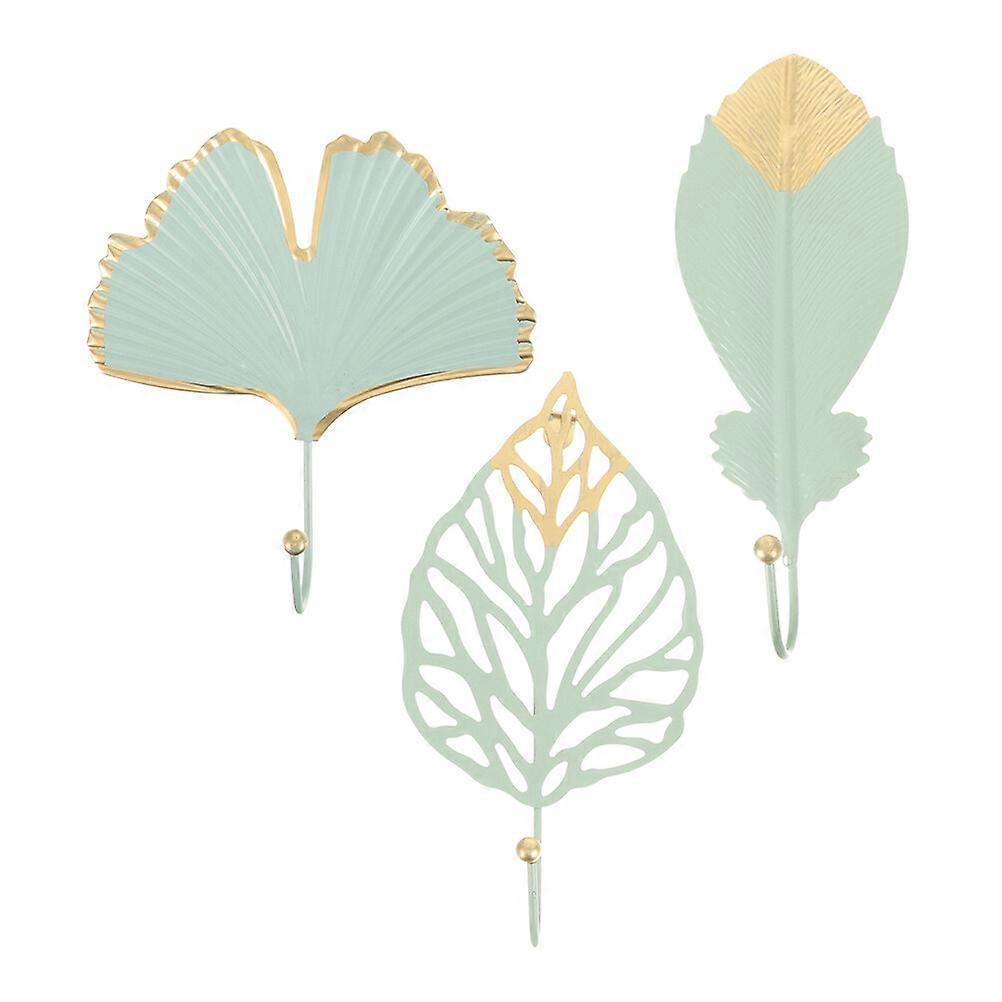 3pcs Multi-use Wall Hooks Wall Hanging Hooks Leaf Shape Hooks Wall Door Entry Hooks