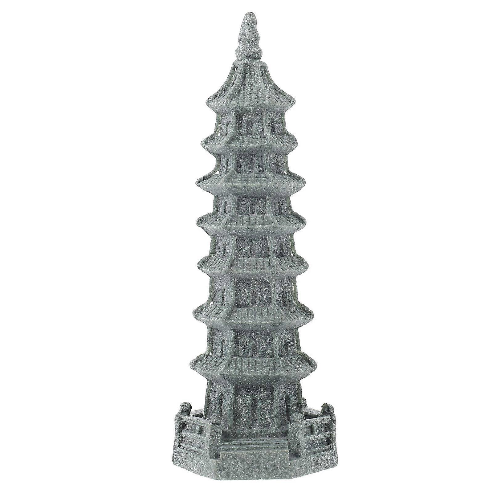 1 pc pagode forme paysage ornement grès pagode statue jardin décorations