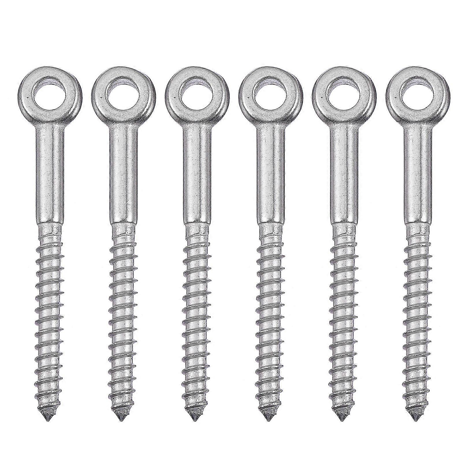 6Pcs rustfritt stål øyeskruer Kraftige øyeskruer gjengeøyebolter