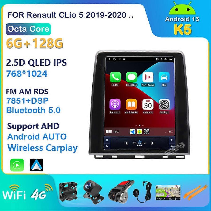 For Renault CLio 5 2019 2020 2021 Tesla Android 13 8+128GB Built-in Carplay Car Radio GPS Navigation 4G Wifi