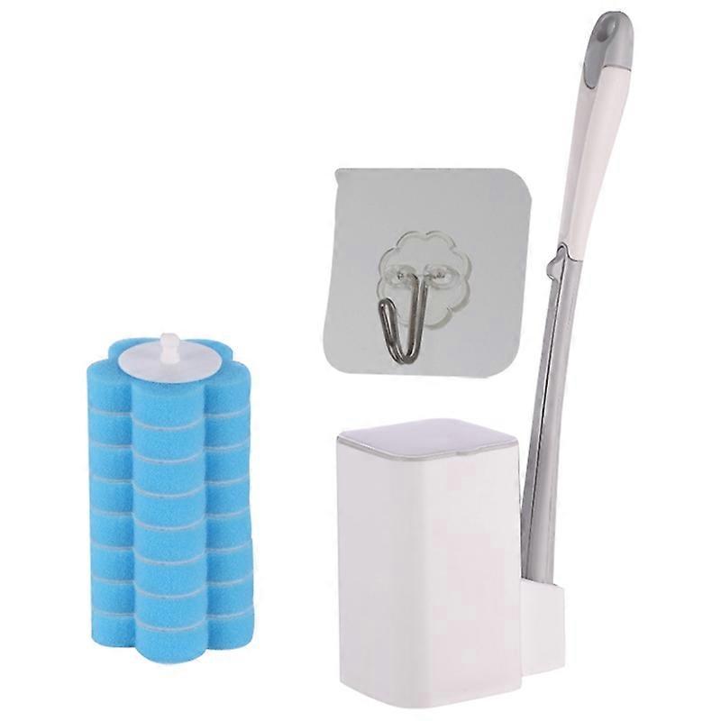 Disposable Toilet Brush Set Bathroom Wall-Mounted Closestool Cleaning Tools Holder with Replaceable Brush Head
