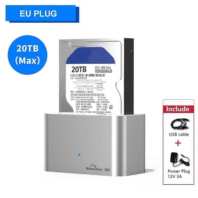 Dual Bay HDD Docking Station One Click Offline Clone SATA to USB 3.0 Hard Drive Docking Station Card Reader for 2.5/3.5'' SSD HDD Hard Drive Adapter