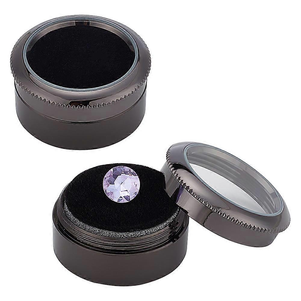 2pcs Diamond Display Case Gemstone Display Box Gunmetal Stainless Steel Loose Diamond Storage Boxes with Clear Window Cushion for Jewelry Container 1.