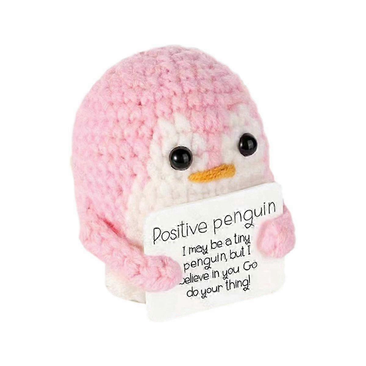 画像にカーソルを合わせると拡大表示されます。Aeutwekm 感情サポートペンギンかぎ針編み人形（ポジティブなカード付き） - かわいいかぎ針編み人形（ピンク）