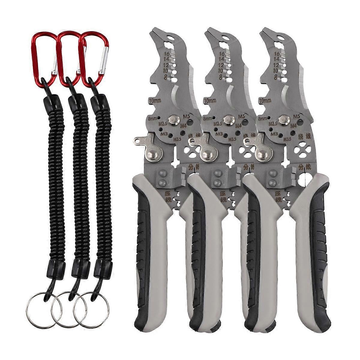 3pcs Multifunctional Elbow Wire Stripping Pliers with Spring Keychain, Multifunctional Elbow Wire S