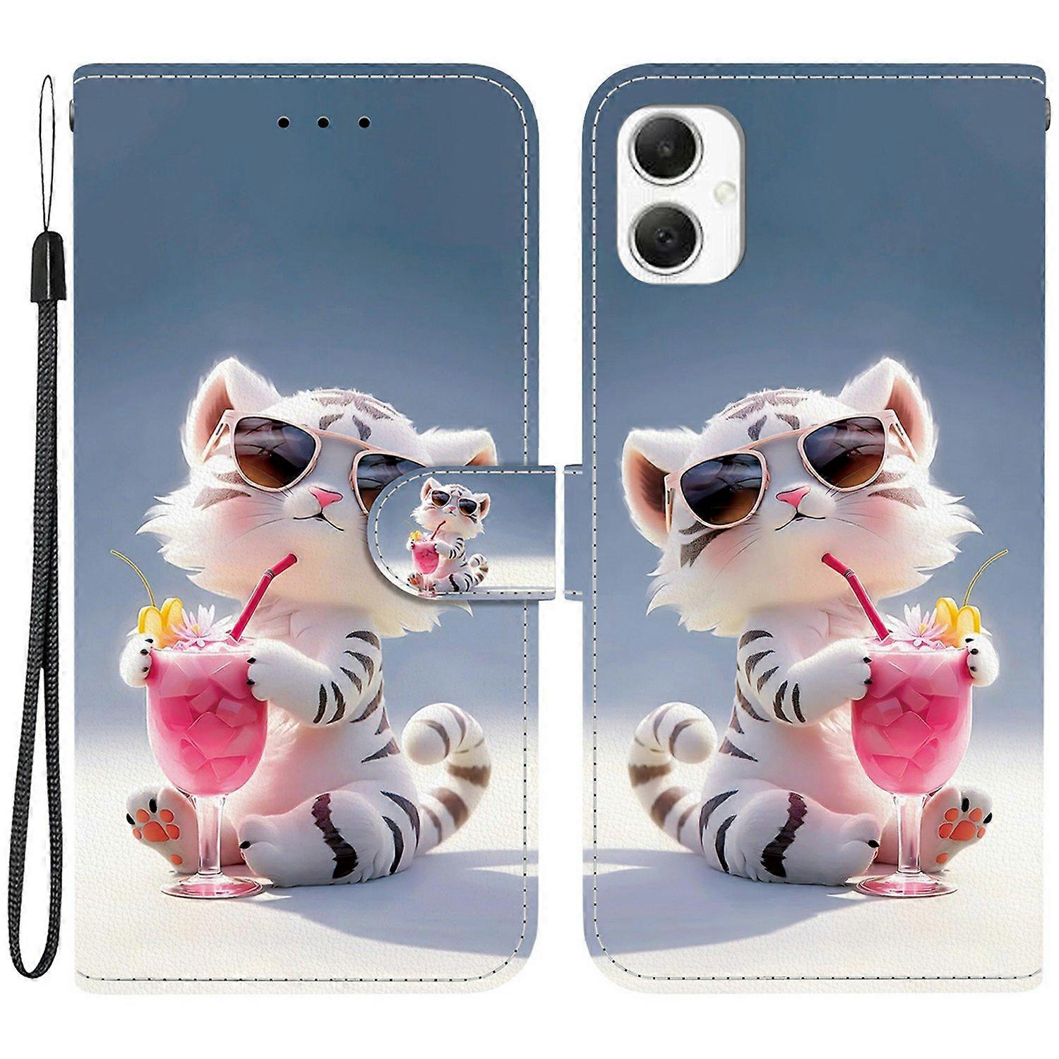 For Samsung Galaxy A06 Case Pattern Printing Anti-Drop Leather Flip Wallet Phone Cover with Lanyard
