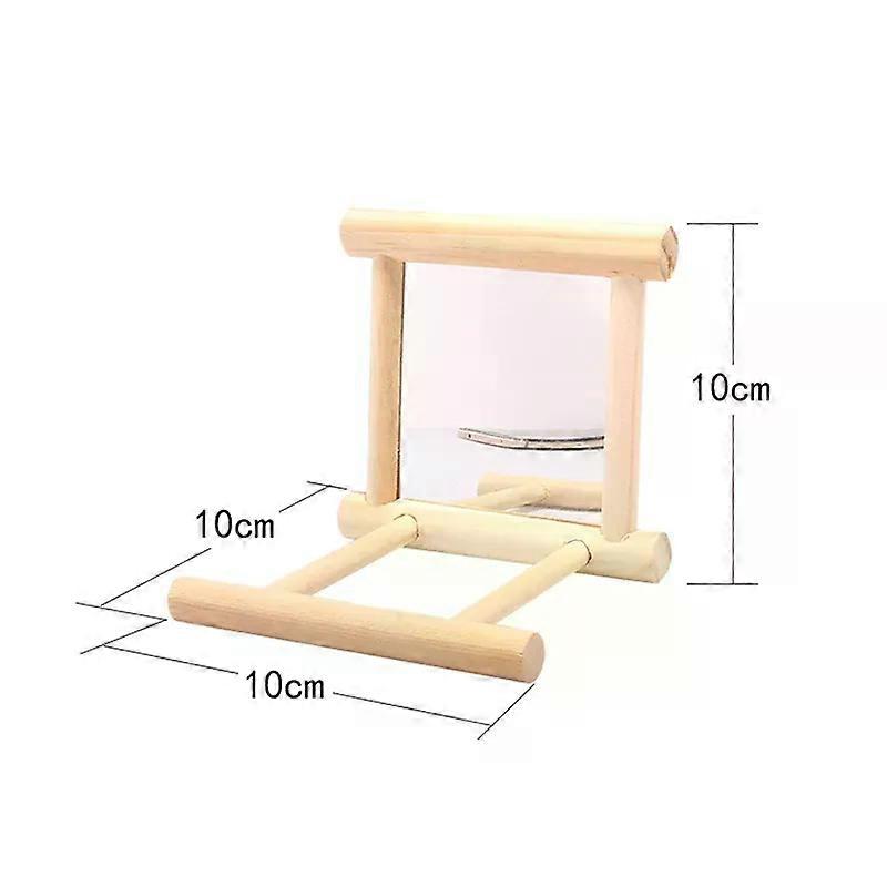 مرآة الطيور لعبة خشبية تفاعلية مع جثم لببغاء الببغاء الصغير الببغاء كوكاتيل كونور طيور الحب قفص الملحقات