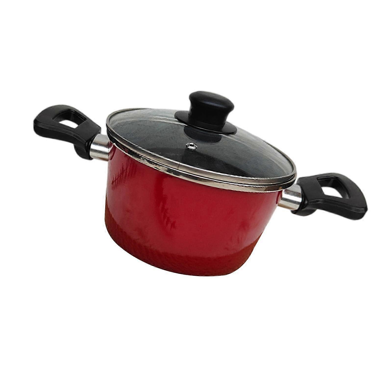 Enamel Soup Pot Multipurpose Saucepan for Household Restaurant 1 to 2 People 19cm Red