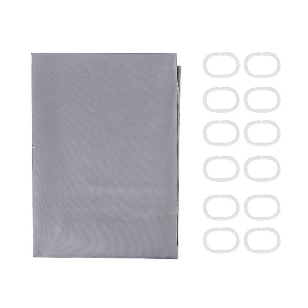 Solid Color Shower Curtains Bath Curtain Durable Waterproof Bathroom Curtain(Gray)