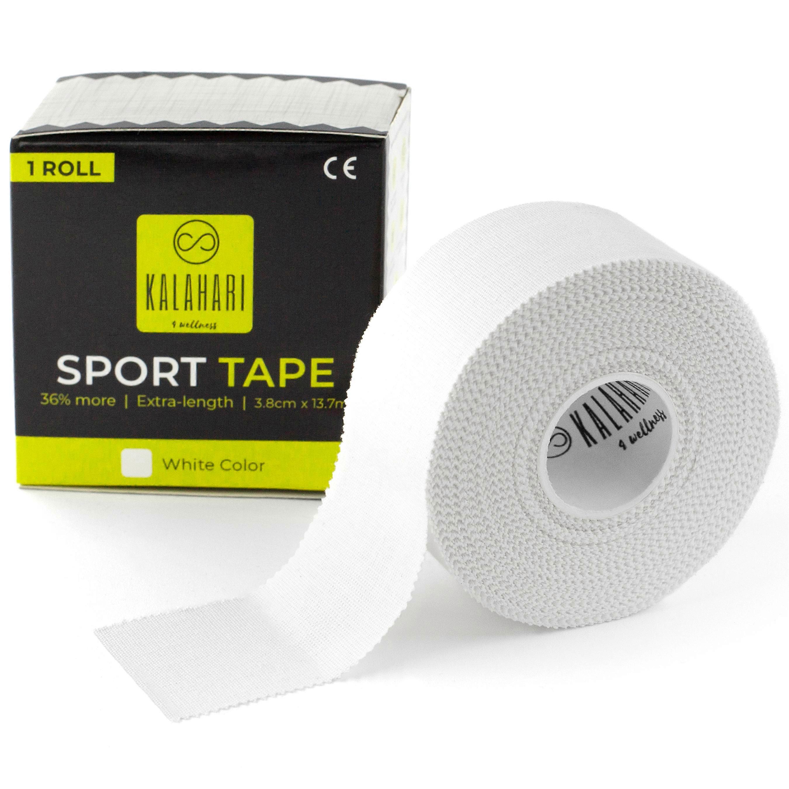 KALAHARI Extra Lange Sporttape - 3,8 cm x 13,7 m - Bandage Tape, Sportbandage, Vingers - Sporttape, niet-elastisch, 100% katoen, Wit