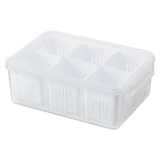 6-Compartment Airtight Food Storage Container Freshness High-Quality PP Material Drip Hole Refrigerator Organizer